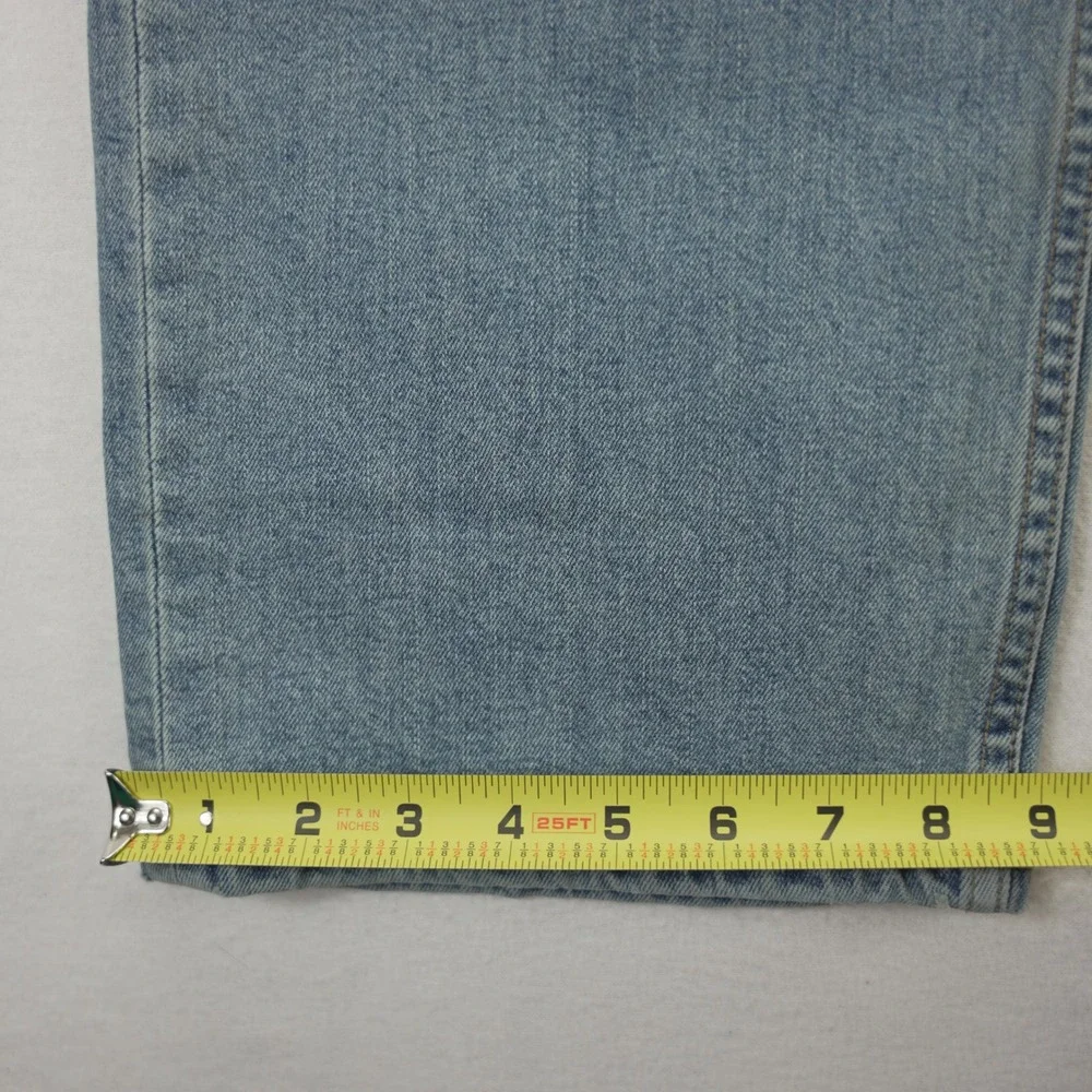 Levis 505 Regular Fit Light Wash Blue Denim Jeans Mens 42x32 Straight Leg